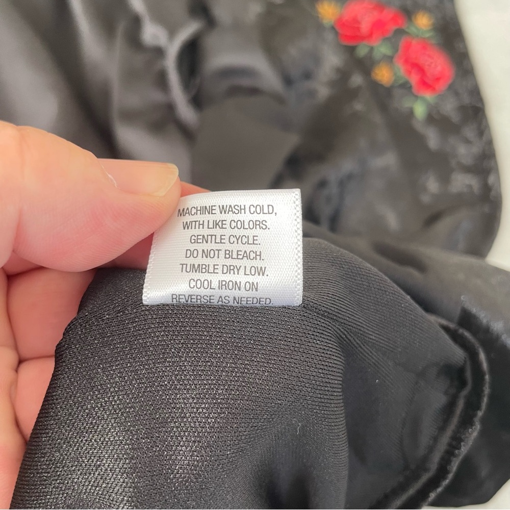Disney Coco Black Crushed Velour Moto Style Jacket with Red Rose Embroidery - Picture 6 of 10